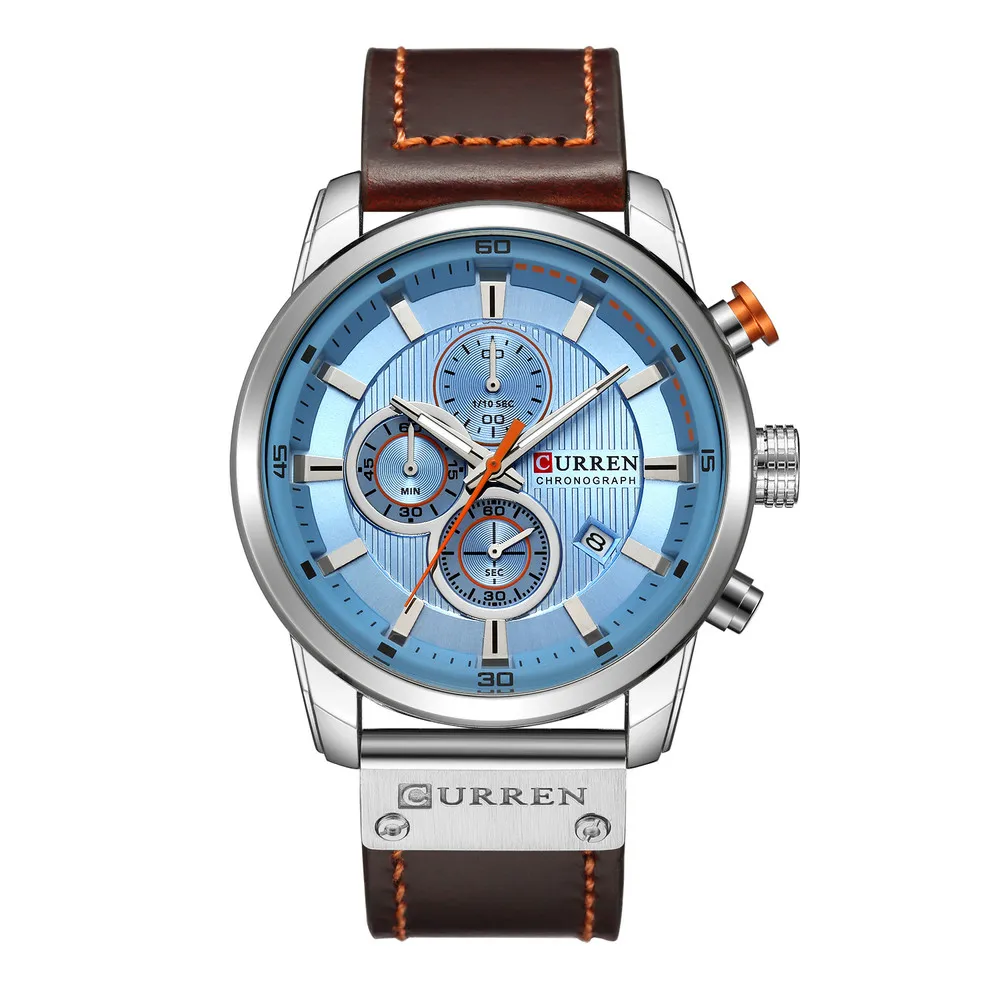 

Classic Men Quartz Movement Low Price High Quality Leather Band Chronograph Custom Wrist Watch, As pictures