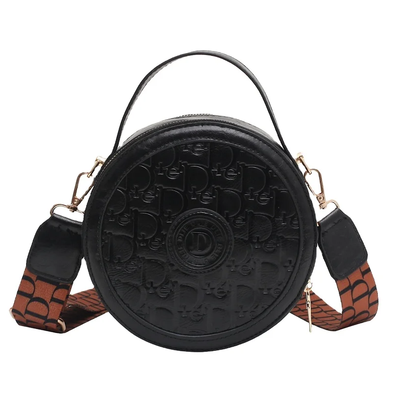 

luxury handbags new crossbody fashionable Wide shoulder straps bag round women bag