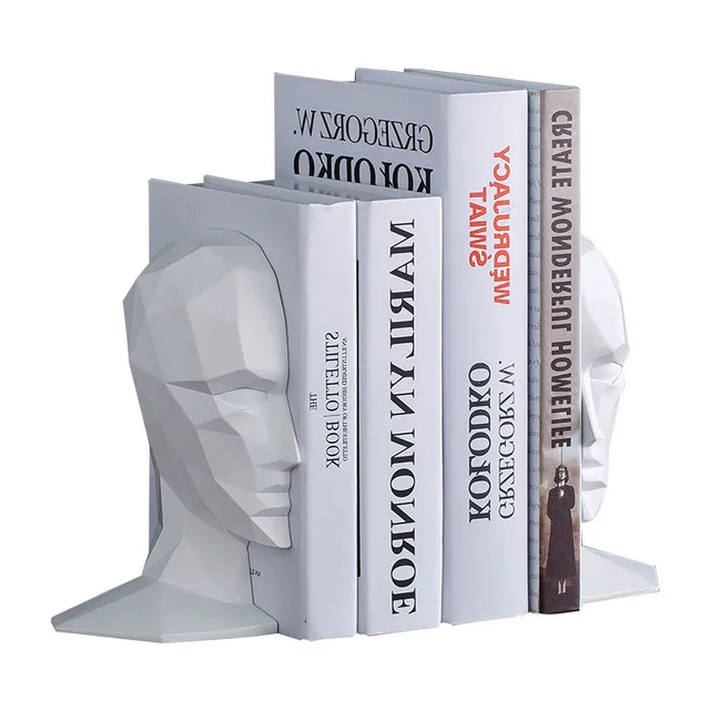 
Simple abstract home bookcase soft decoration character white resin book end book stand  (62282800941)