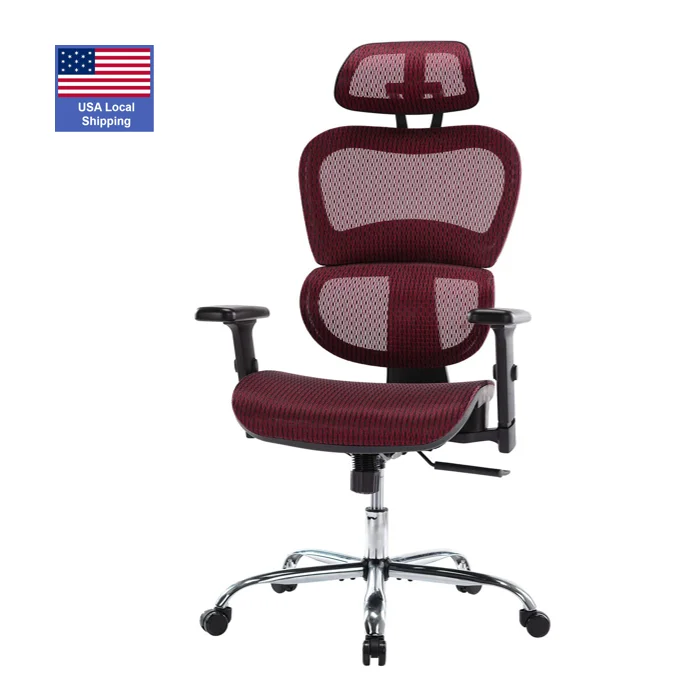 

USA STOCK Ergonomic High-Back Full Mesh Chair Adjustable Executive Swivel Office Chair with Headrest, Black,grey