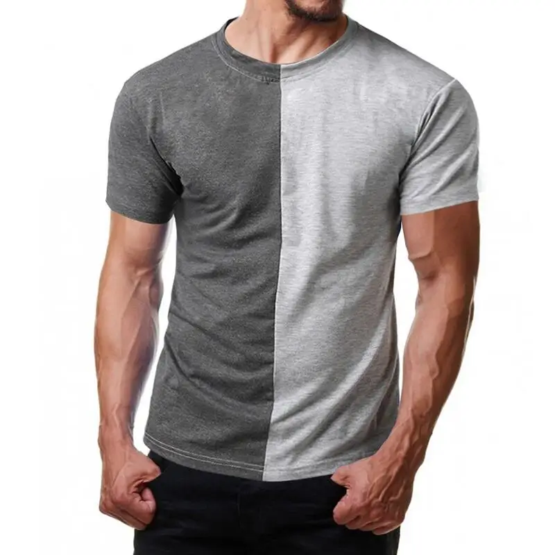 Custom Colors Men Split Two Tone Color Block Half Black Half White T ...