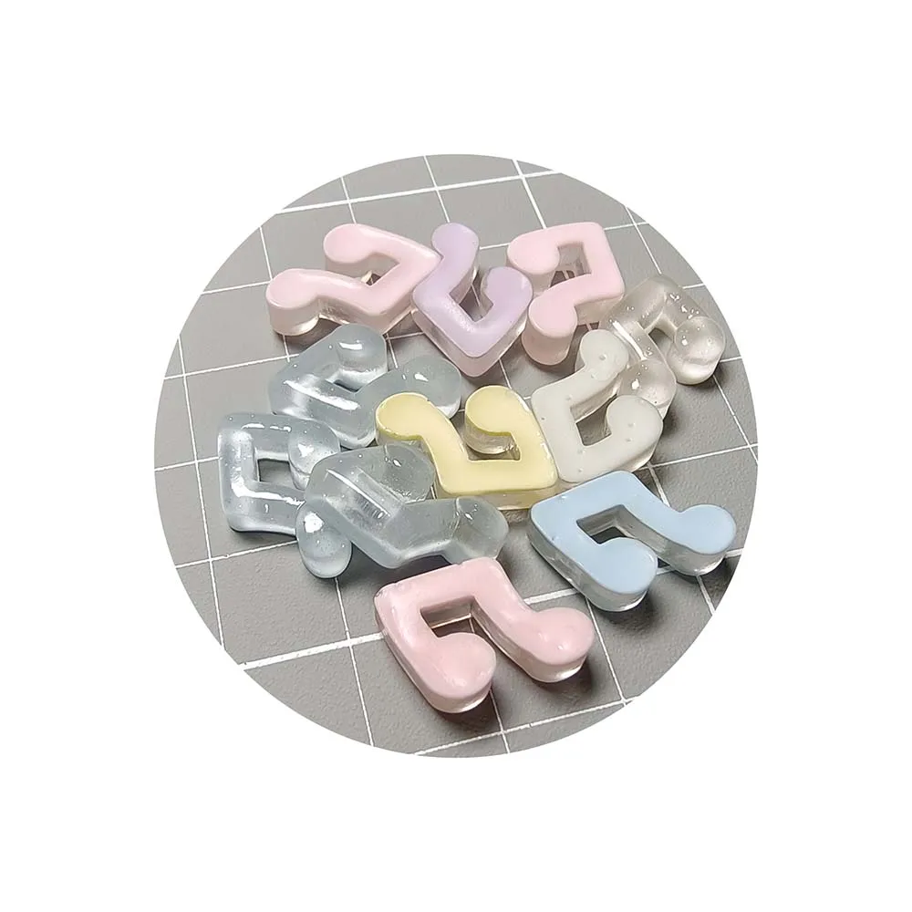 Cute Luminous Resin Musical Note Charms Mixed Colors Flat Back Pendant Jewelry Making Accessory Table Decor