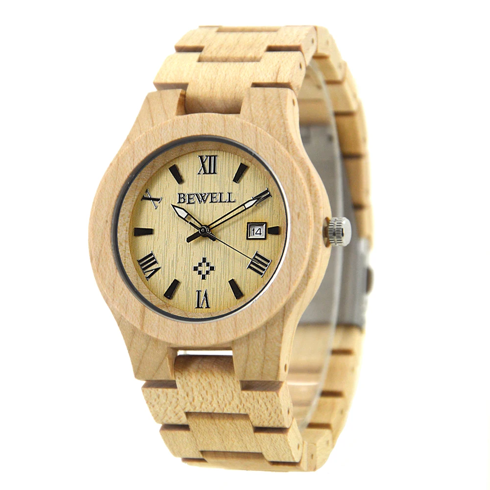 

The Pioneer of Wooden Watches Industry Bewell OEM Wrist Watch with Custom Logo Mens Watch, Ebony wood, maple, zebra, red sandalwood etc