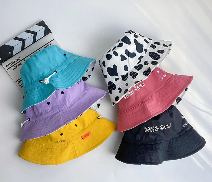 

free shipping sombreros de verano topi anak gorras para ninos boy girl child kids bucket hat cow print buckethat custom