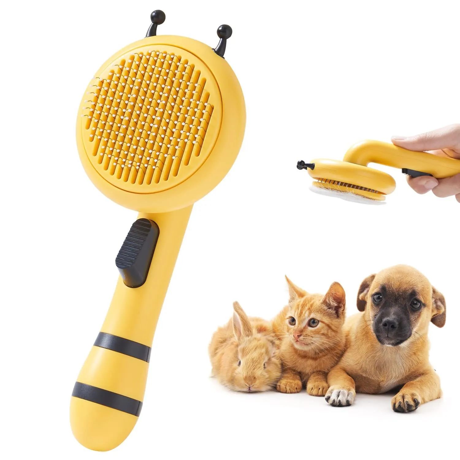 

Factory Wholesale Pet Accessories Bee Pet Cat Brush Massage Cat Comb Self Cleaning Pets Grooming