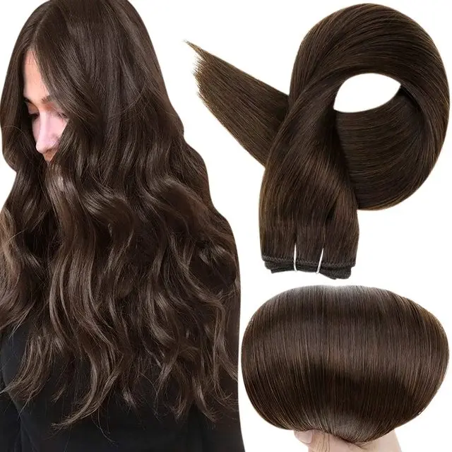 

12A Grade Salon Quality Dark Brown #2 #4 #6 Color Full Soft Virgin European Human Hair Weft Hair Extension Bundles For White