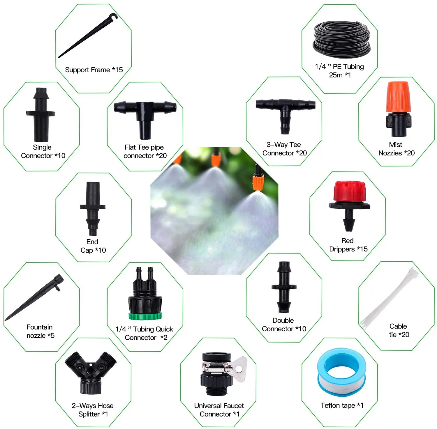 

High quality adjustable intelligent irrigation system for garden, Black