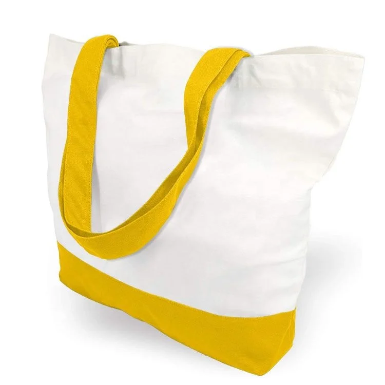 

Bolsa De Praia High Quality Eco Friendly White Shopping Bags Customized White Canvas Tote Bag Leather Handle