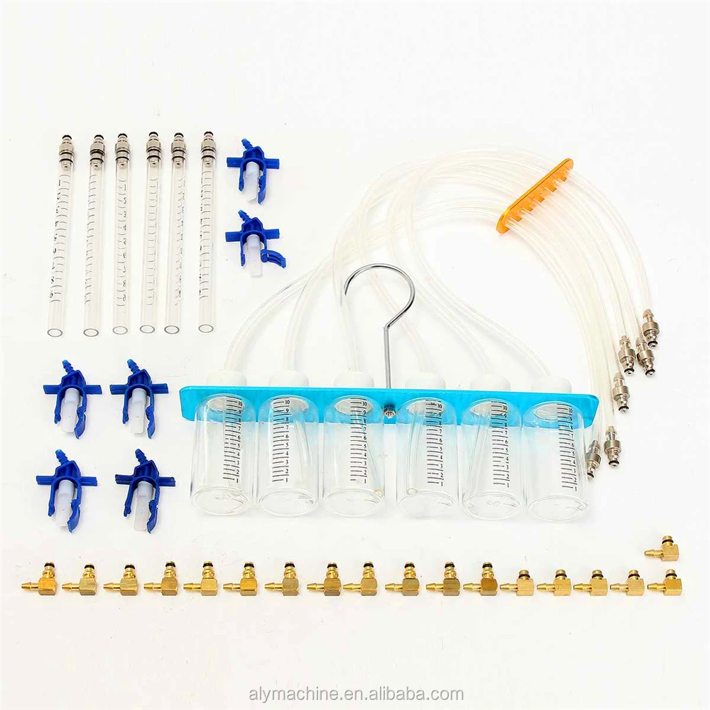 6 Cylinder Diesel Injector Flow Test Meter Adaptor Set Common Rail Tool