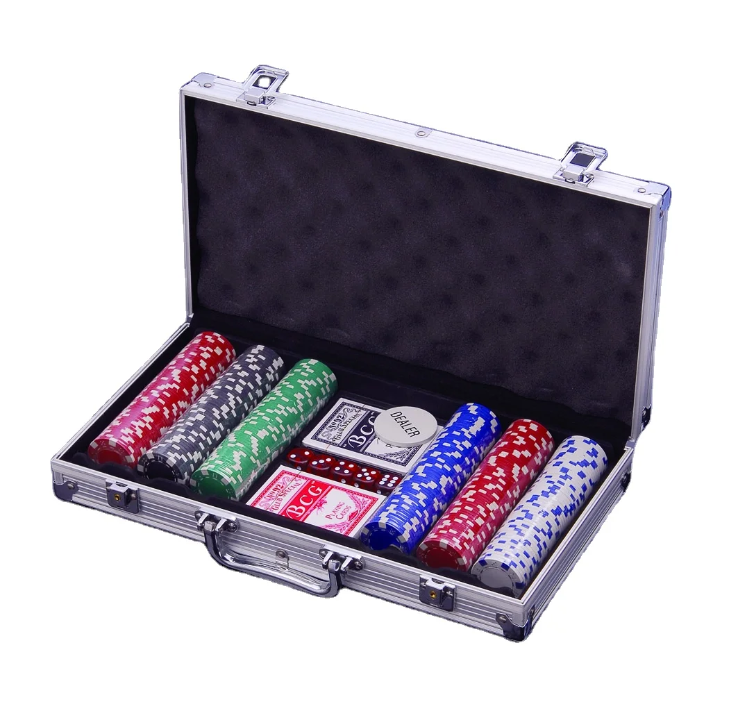 

300 pcs poker chips case with aluminium box and casino poker chips set