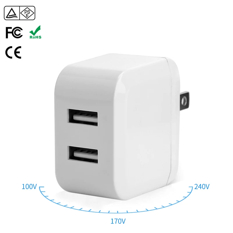 

Folding plug portable 5V 2.4A dual socket ports mobile phone USB travel fast charger wall power adapter for phone and tablet