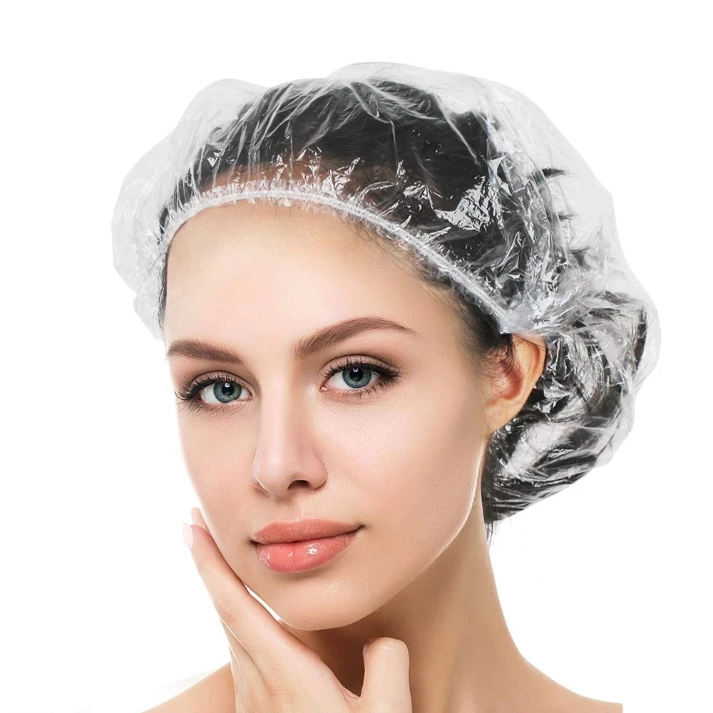 

spa salon beauty hotel haircare disposable transparent bath bouffant waterproof elastic plastic shower cap