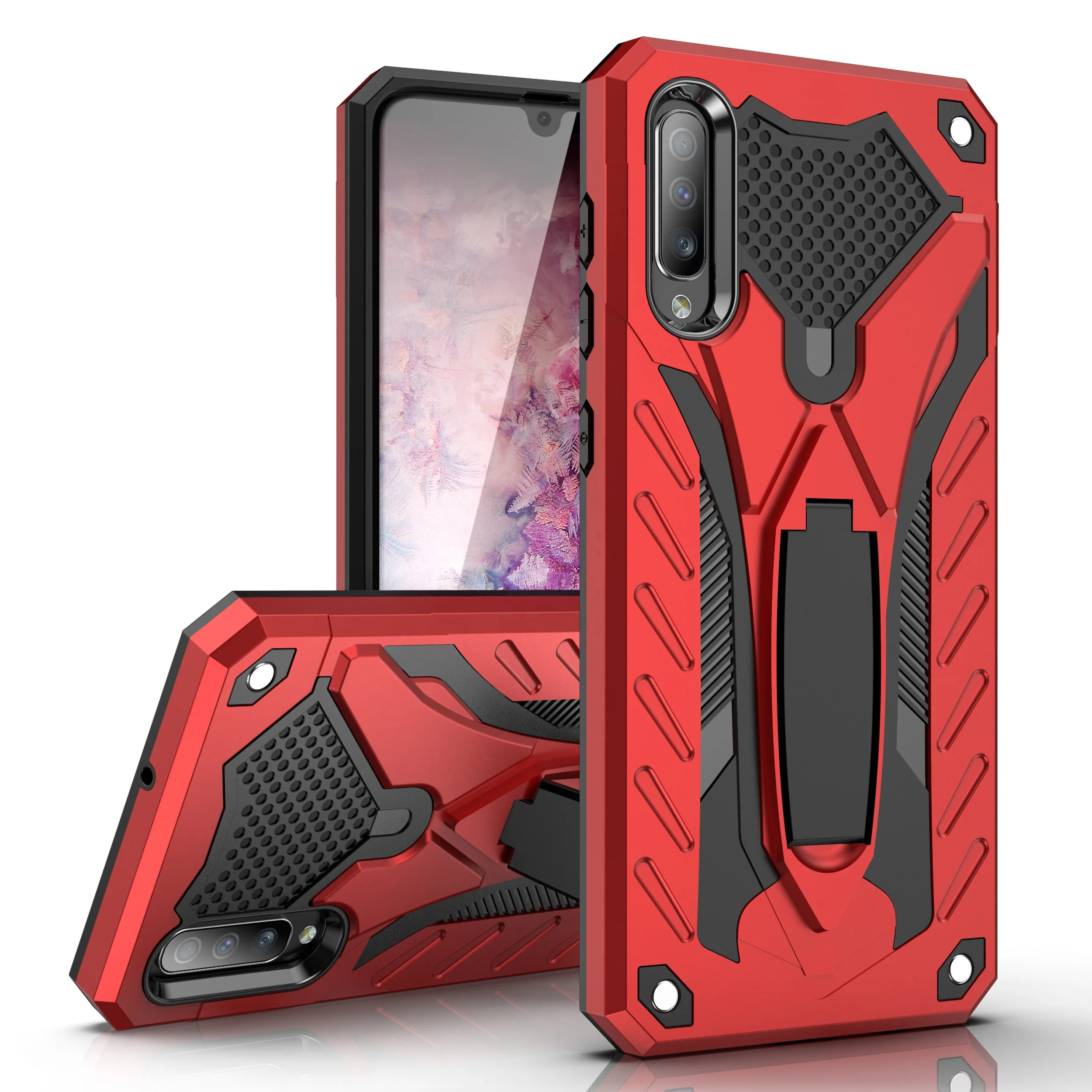 

ZHIKE for Funda Para Celular PC TPU Hybrid Kickstand Holder Armor Military Grade Shockproof Samsung A50 Phone Case, Black, red, blue, silver, rose gold, luxury gold