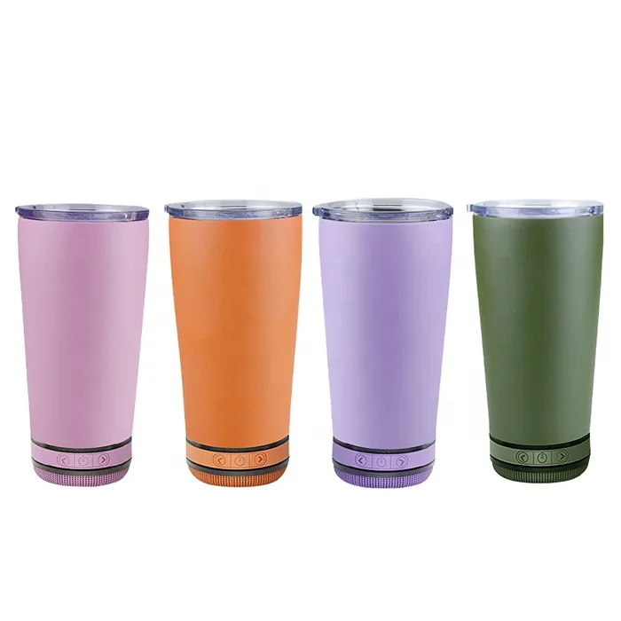 

Fast Shipping Summer new color double wall ice water bottle music tumbler with speaker