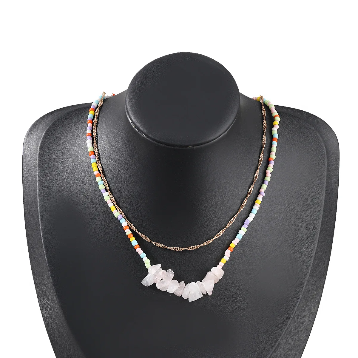 

beaded necklace stone pendant alloy resin geometric necklace women's fashion trend jewelry