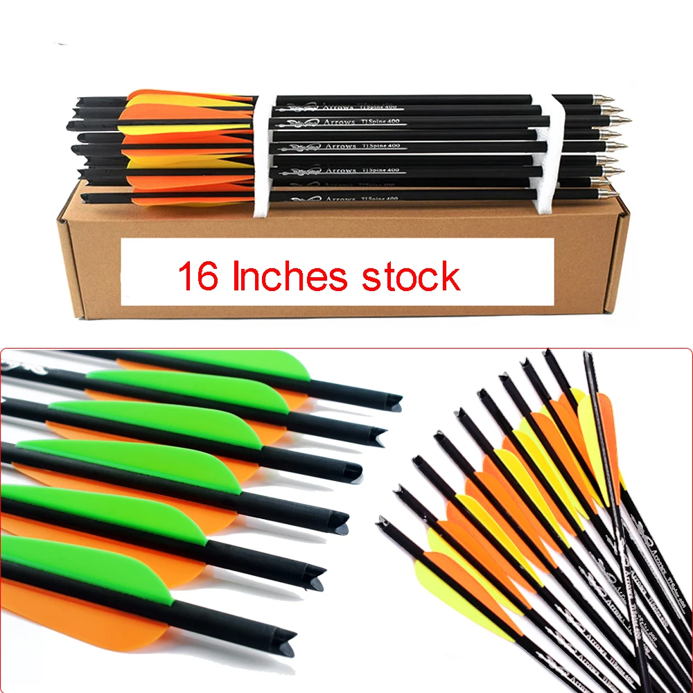 

16 inch Carbon Arrows Crossbow Bolts Spine 400 for Archery Hunting