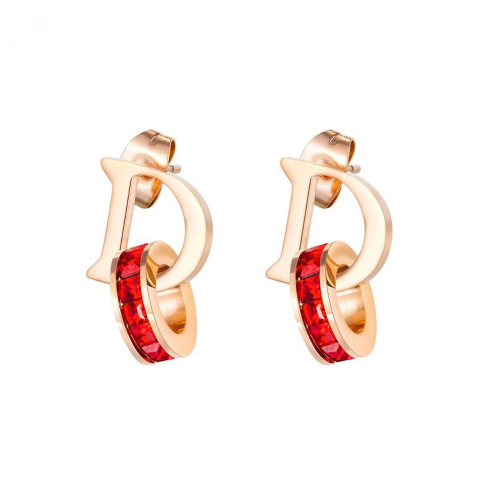 

HPXmas 2021 fashion jewelry D type stud earrings gold stud earrings simple design charm for women gift party wedding wholesale, Picture