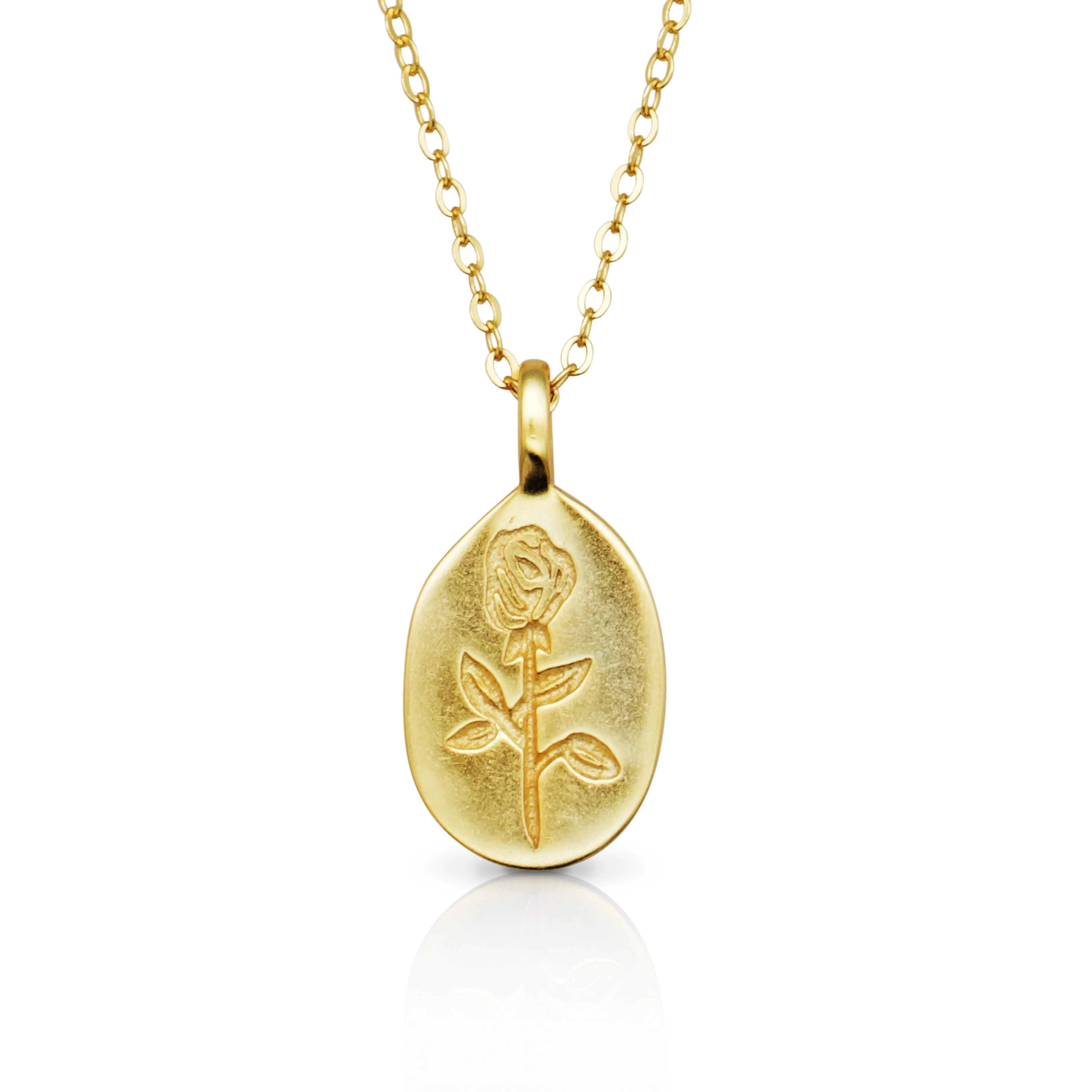

Chris April in stock 925 sterling silver 18k gold plated fine jewelry matte finish rose flower pendant necklaces, Yellow gold