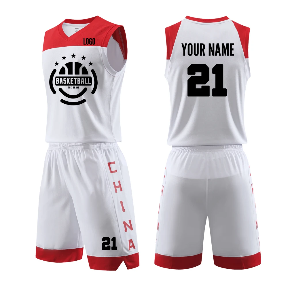 

Stitching design basketball suit Men's custom basketball uniform Sublimation sports high quality basketball jersey uniform, Customized color or in-stock color
