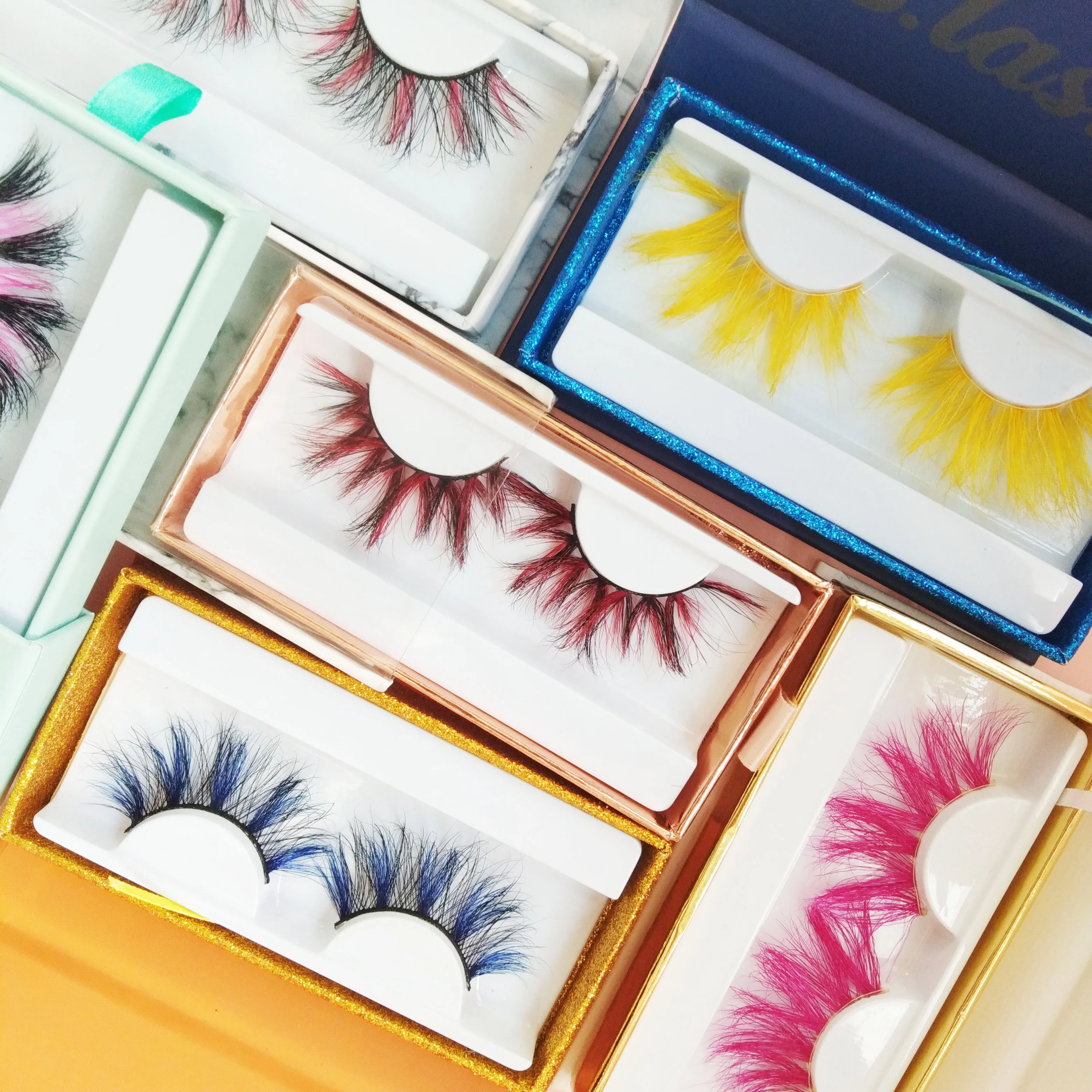 

colored lashes wholesale colorful eye lashes 3d mink best short colored eyelashes, Color mixed