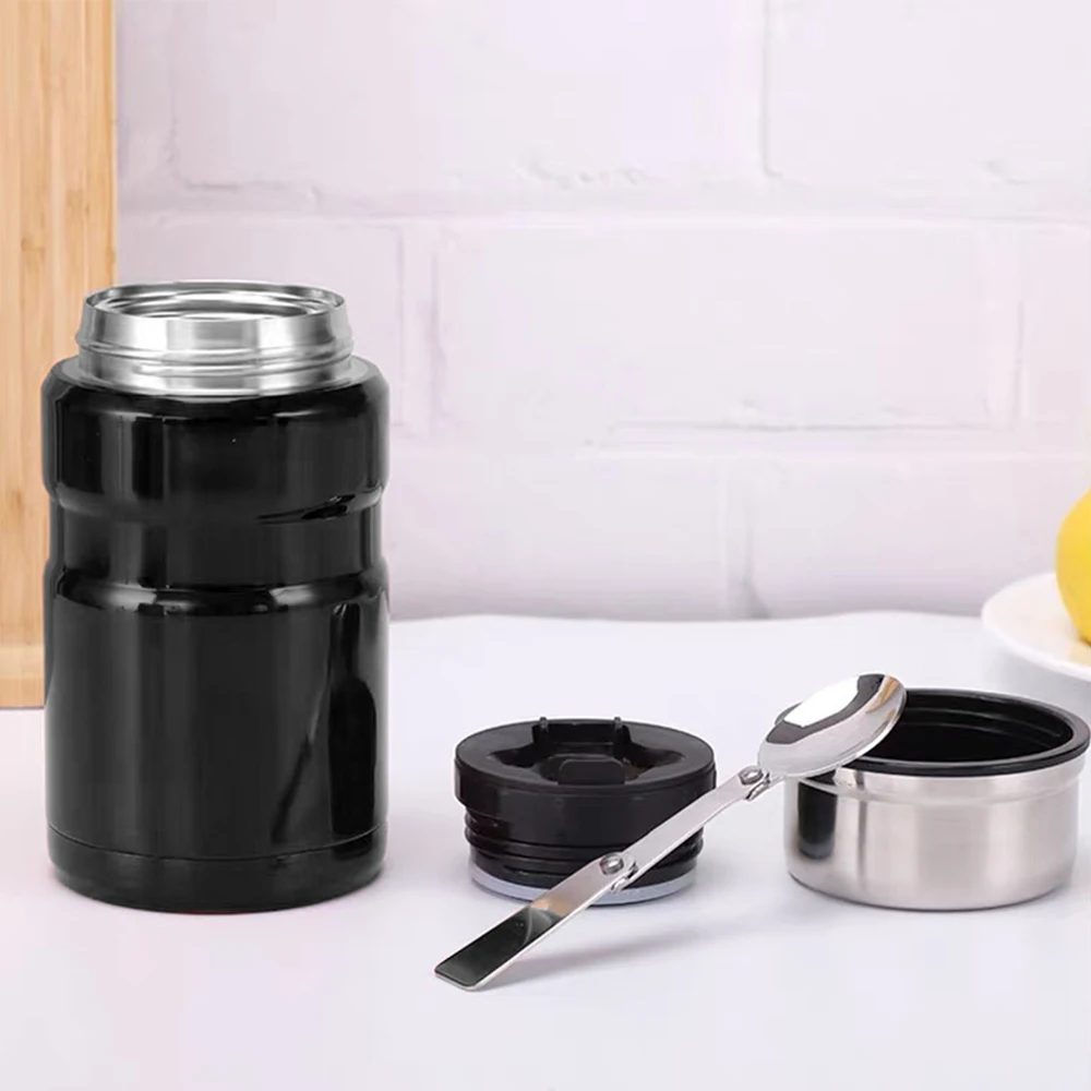 

High Quality Stainless Steel Food Flask Set Vacuum Thermos Food Jar Container with Spoon, Customized color