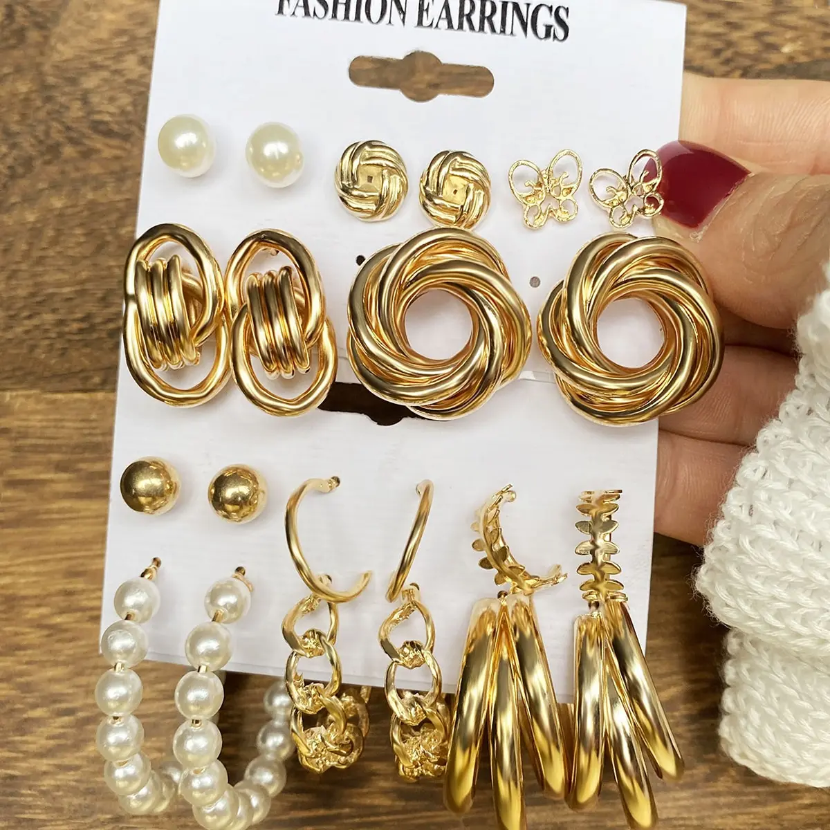 

Finetoo Fashion Geometric Hoop Earrings 12 Pieces 18 Piece Set Women Personality Vintage Punk Gold Metal Earrings Trend Jewelry