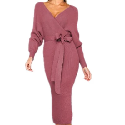 

Autumn winter ladies sexy deep v neck long sleeve women tight dress