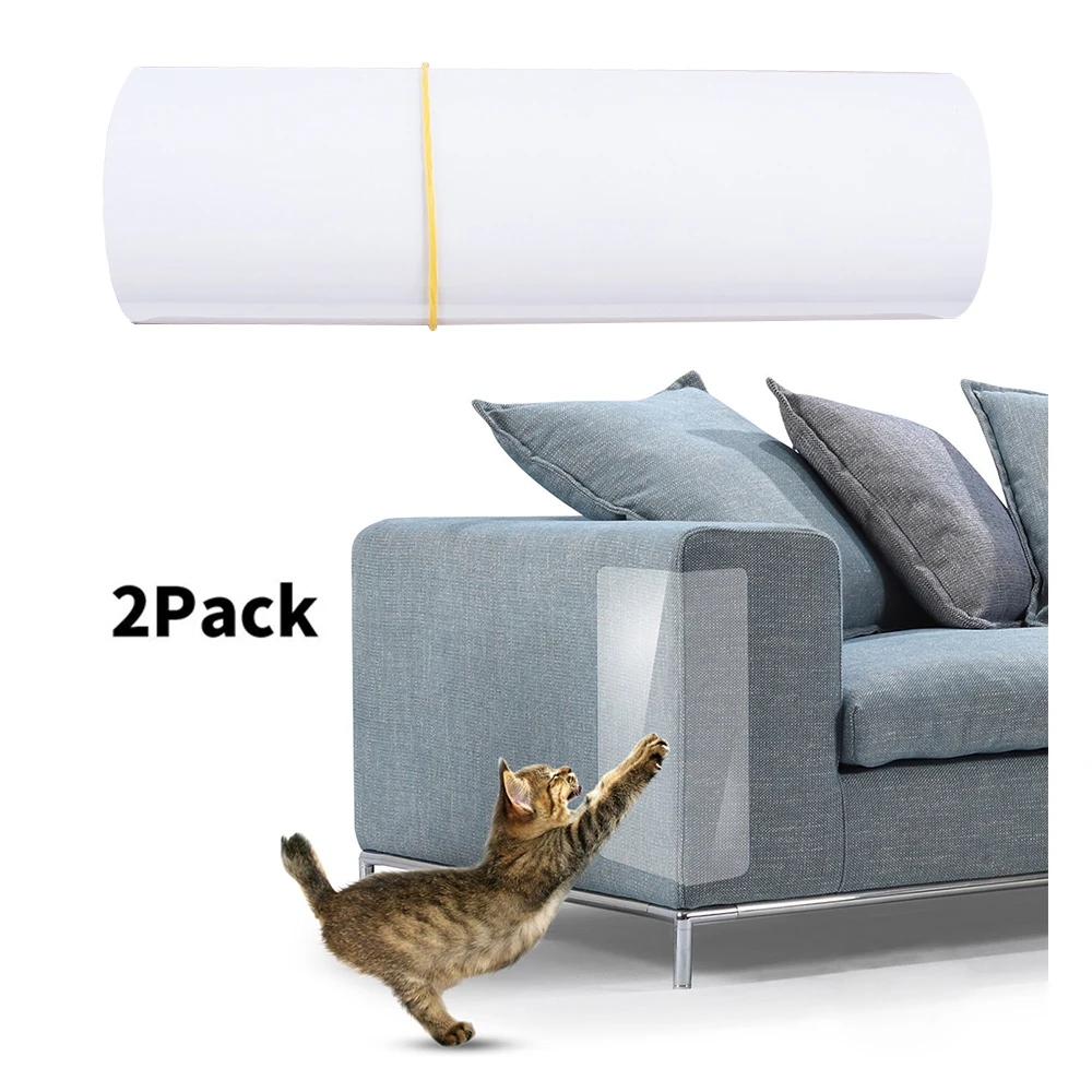 

2 PCS Pack Cat Scratch Deterrent Furniture Protectors Anti-Scratch Pad and Sofa Protect Sticker, White