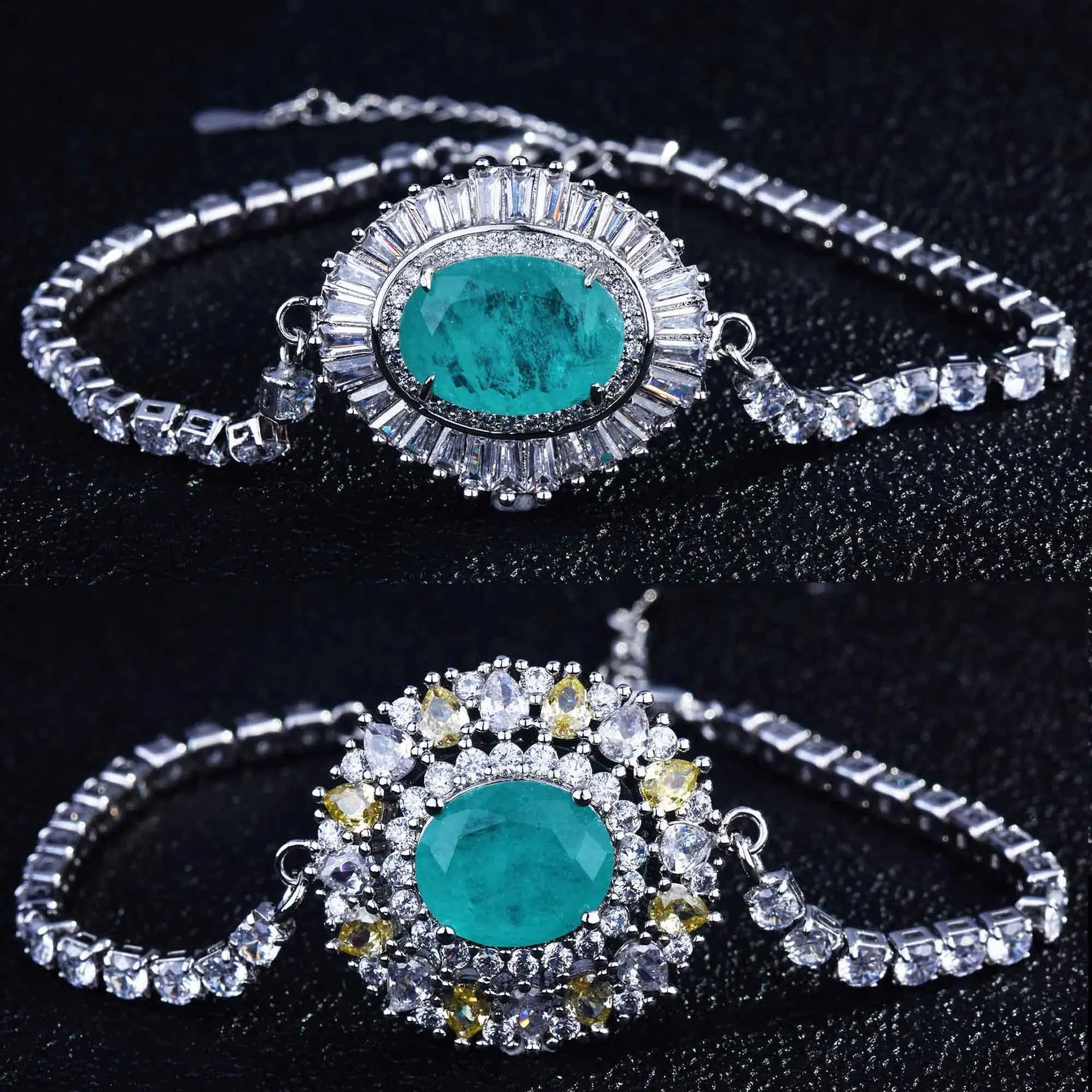 

New Fashion Diamond Tennis Chain Bracelet Blue Crystal Charm Women Bracelet