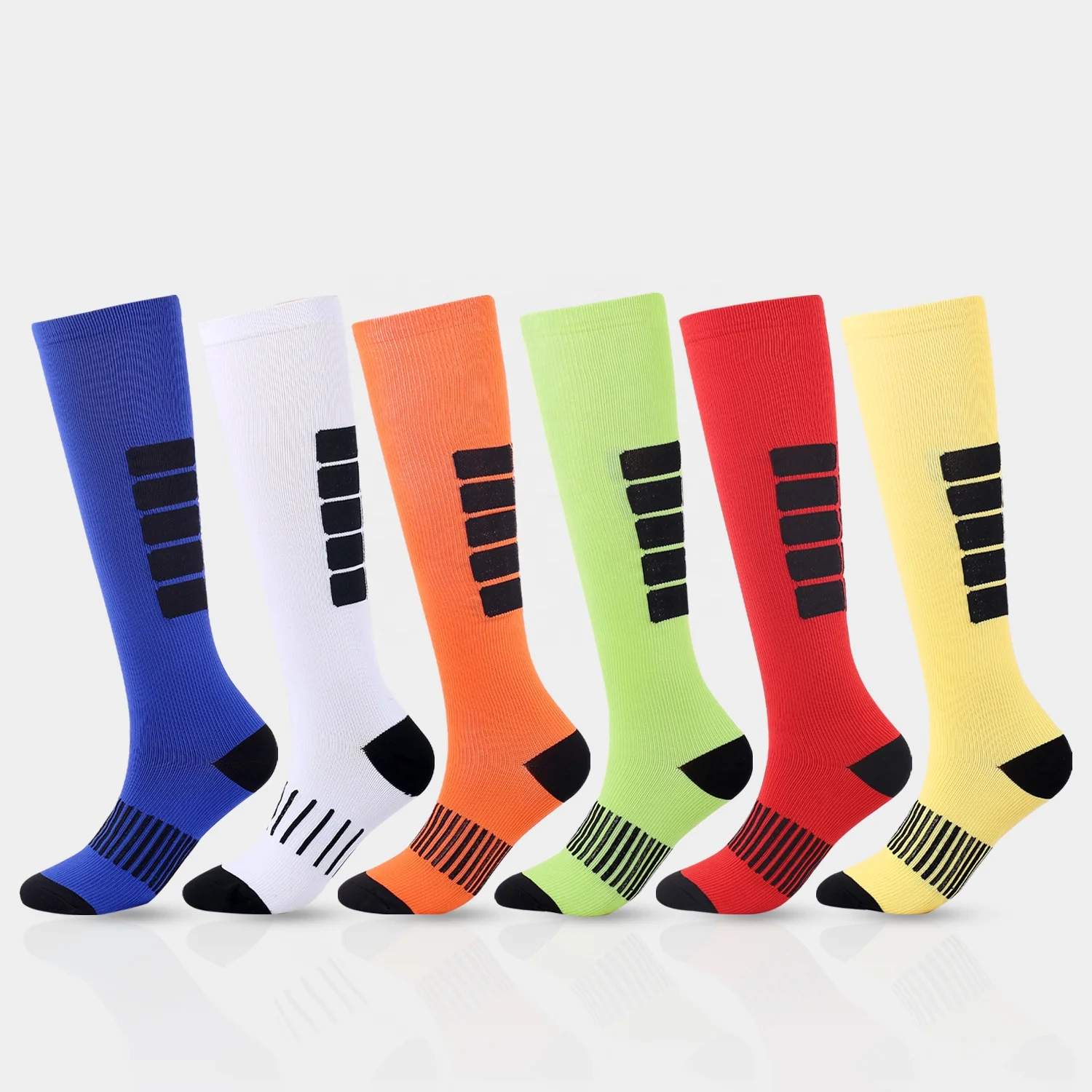 

Wholesale Black Stripe Print Thigh High Socks Unisex Outdoor Cycling Athletic Compression socks, 6 colors