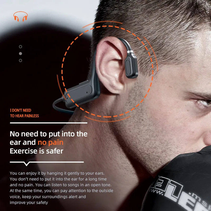 

New G1-1 Bone Conduction Headset BT 5.1 Waterproof Open Ear Running Earphone Wireless Sports Headphone, Black