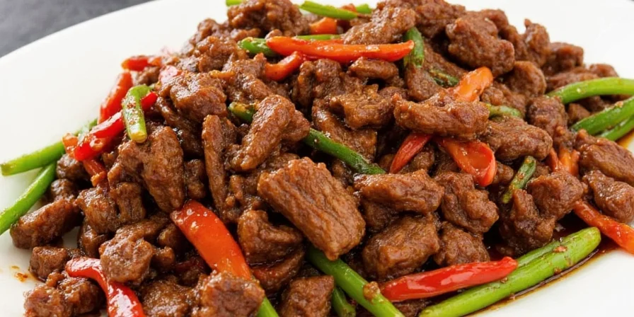 Szechuan Beef served with steamed rice