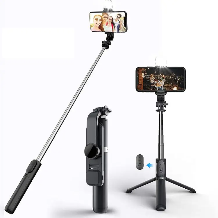 

2021 new style L03S Lightweight 30 inch Extendable Adjustable Phone Tripod Wireless Remote Selfie Stick with LED Light