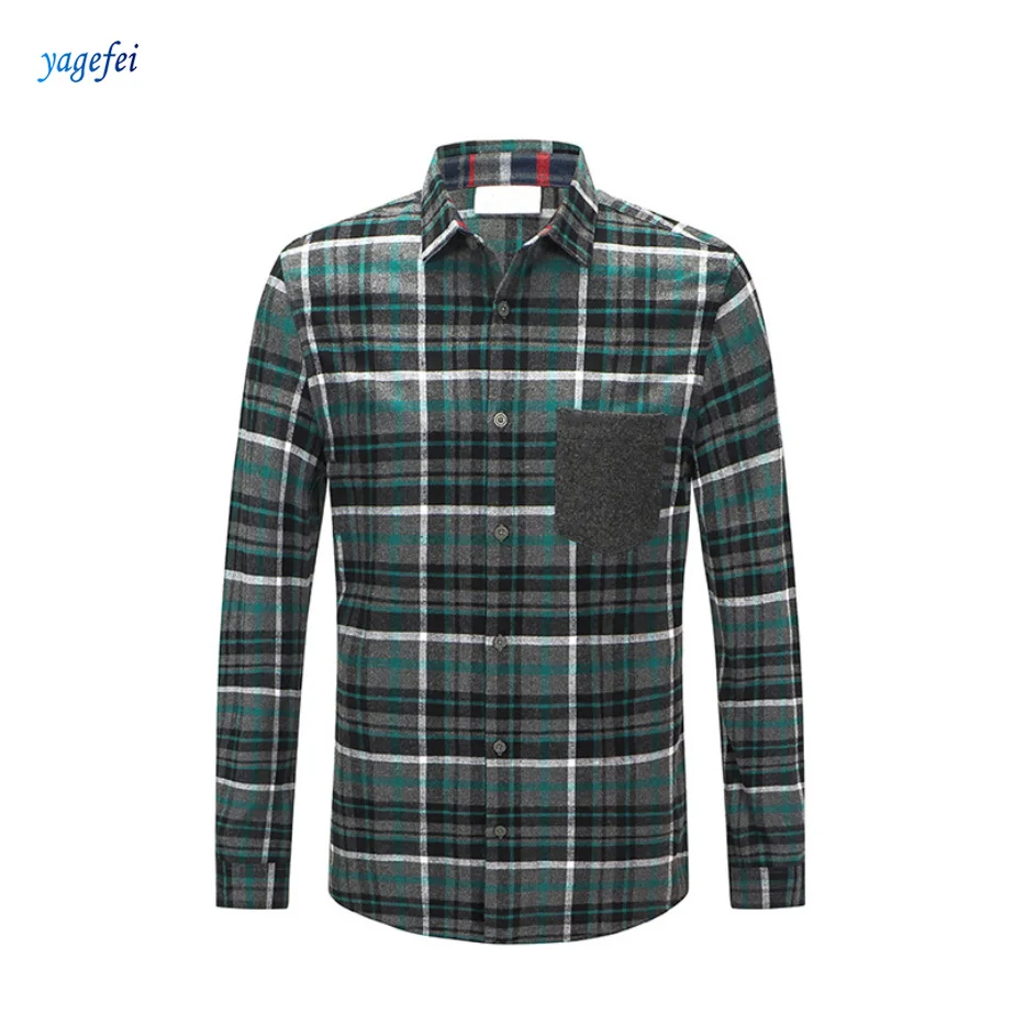 

Factory Custom Wholesale Long Sleeve plaid Flannel Casual Designer Plus Size Men's Shirts for men Party Wear Shirt