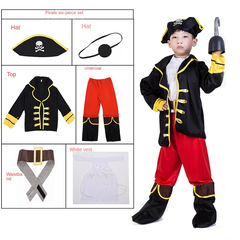 

Children's Pirate Costume Costumes Children's Pirates of the Caribbean Captain Jack Costume Cos Role Playing Party, Picture