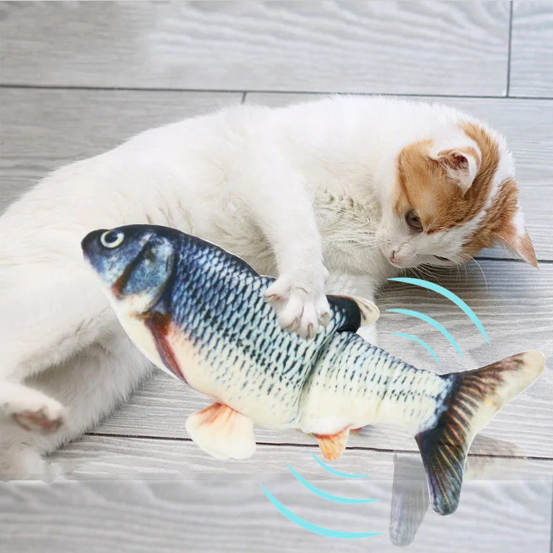 

Realistic Rechargeable USB Moving Catnip Floppy Interactive Plush fish toy Cat