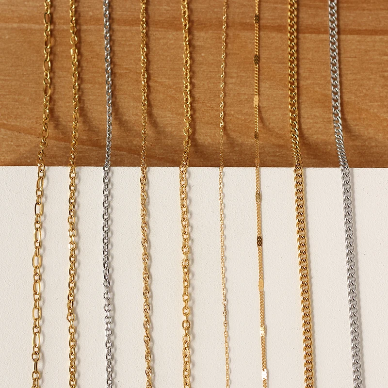 

Wholesale Custom 18K Gold Plated 304l Stainless Steel Bulk Chain DIY Cross Gold Filled Necklace Chains for Jewelry Making