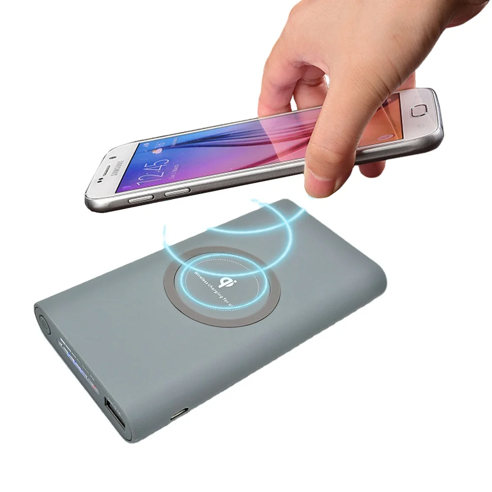 

10000mAh Portable Wireless Charger Power Bank Backup Battery for iPhone Samsung, Black, white, grey
