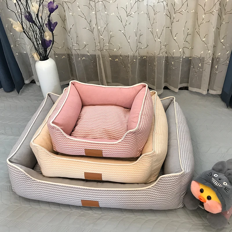 

Customized Wholesale Pet Bed with PP Fiber Cushion Removable Dog Bed Rectangular Pet Bed, Have many colors for selection
