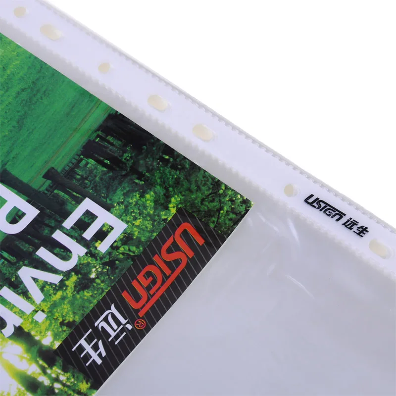 
US-LW110 Paper Protector 11 Holes Punched Sheet Protector Plastic Binder Sleeves Clear Page Top Loading Paper Protector 