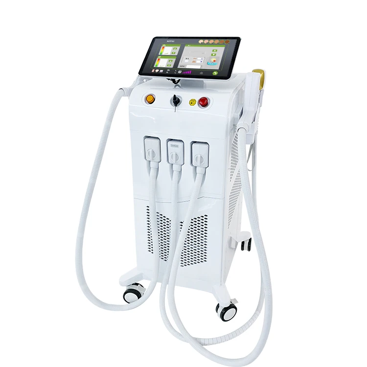 

2022 newest e-light ipl rf nd yag laser multifunction machine tattoo removal machine Diode laser hair removal machine, White