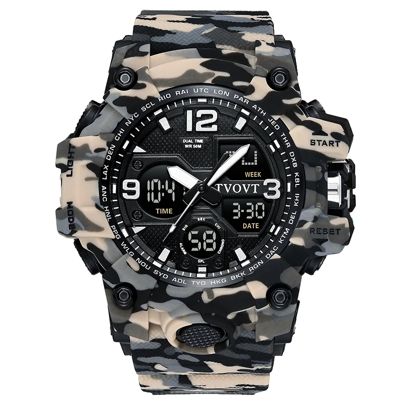 

Best Selling 50M Waterproof Army Electronic Watch Camouflage Led Analog Digital Mens Sport Watch Jam Tangan 8802, Black/blue/yello/camouflage