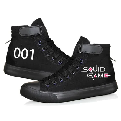 

EE385 Unisex Squid Game Shoes High Top Canvas Sneakers Canvas Shoes Korean TV Drama Printed Sneakers Squid Game Costumes