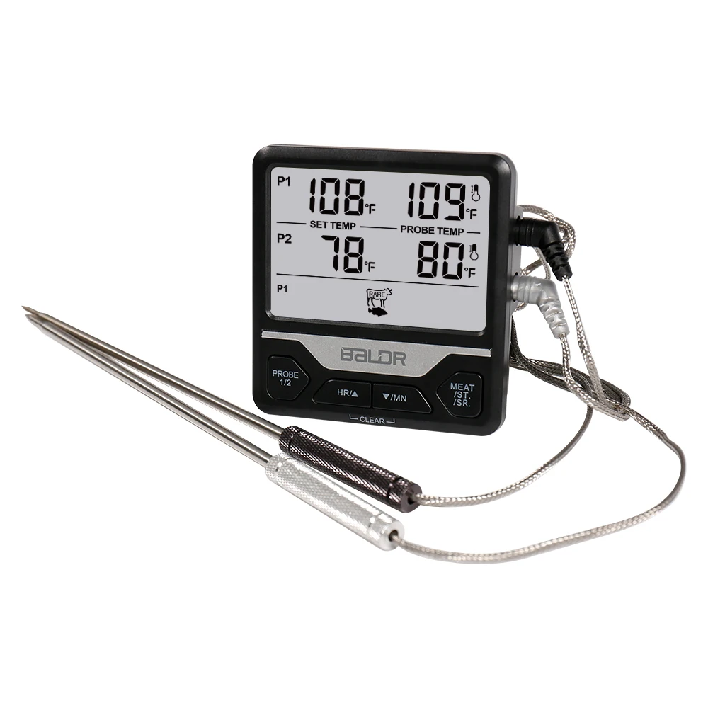 

Amazon Top Seller Dual Probes BBQ Thermometer Kitchen Thermometer with Strong Magnet Digital LCD Cooking Meat Oven Thermometer