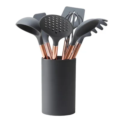 

Nonstick nylon Silicone kitchen utensils Set Kitchen Accessories Stainless Steel Utensil Set, Gray