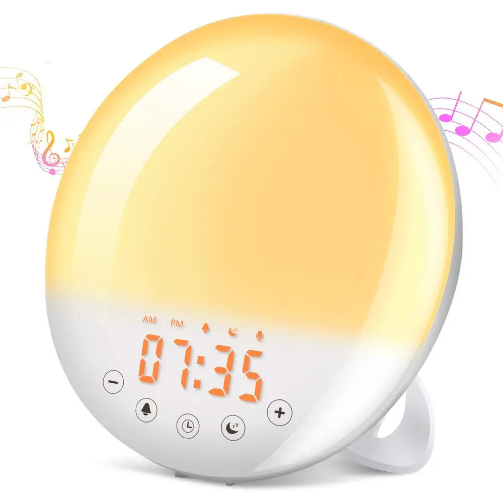 

2021 Factory 7Colors 2Alarm 8Natural Sounds Digital sunrise modern wake up gradually alarm clock