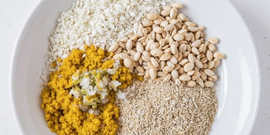 White seeds added to a healthy yogurt bowl