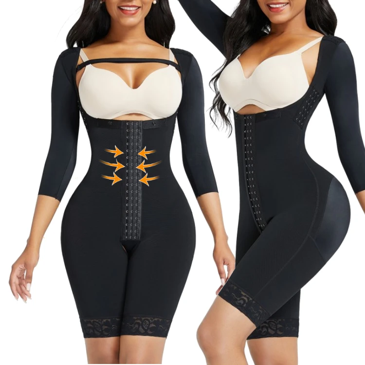 

Breathable Lace Bottom Compression Adjustable Hooks Women Full Body Shaper Fat Tummy Control Trimmer Shaper, As show