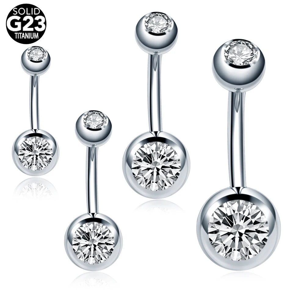 

10Pcs/Pack Implant Grade Titanium Belly Button Piercing Curved Barbells Navel Rings Double Gems Women Piercing Jewelry