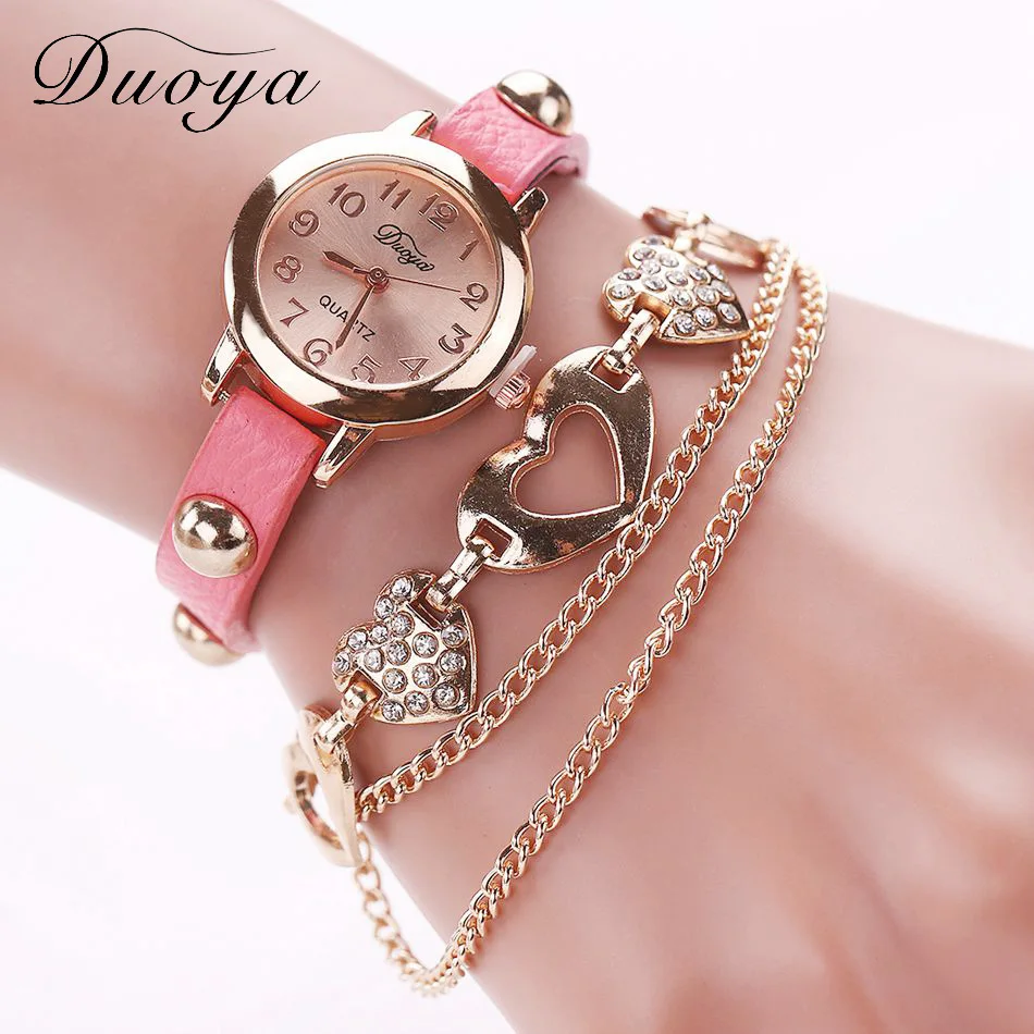 

2020 Duoya Accessorized Women's Fashion Watch With Diamond Studded Bracelet